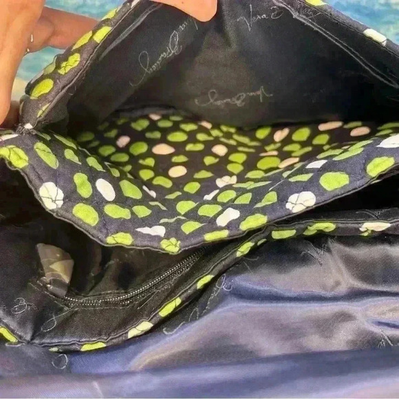 Vera Bradley Navy Blue Green Lucky Dots Turnlock Flap Crossbody Shoulder Bag - Picture 9 of 14